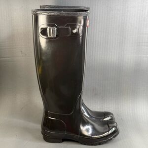 Hunter Original Tall Gloss Waterproof Rain Boots, Brown, Womens 6